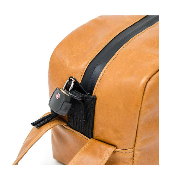 Abscent Odour-Proof Mini Leather Toiletry Bag (Cognac) - Smaller size