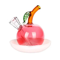 Astounding Apple on a Dish glass bubbler pipe for smooth, flavorful hits - right
