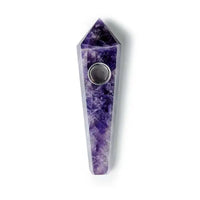 Astral Project amethyst gemstone geometric hand pipe for smoking, premium glass design - top