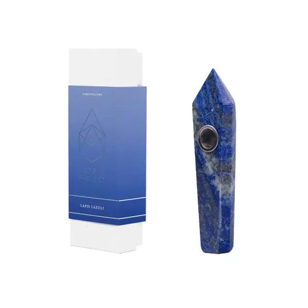 Lapis Lazuli gemstone geometric hand pipe Astral Project smoking pipe blue stone - box
