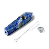 Lapis Lazuli gemstone geometric hand pipe Astral Project smoking pipe blue stone - parts