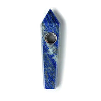 Lapis Lazuli gemstone geometric hand pipe Astral Project smoking pipe blue stone - top