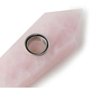 Astral Project Rose Quartz Geometric Hand Pipe Pink Gemstone Smoking Pipe - close