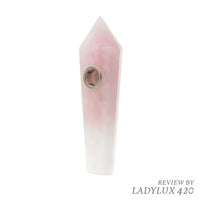 Astral Project Rose Quartz Geometric Hand Pipe Pink Gemstone Smoking Pipe - front
