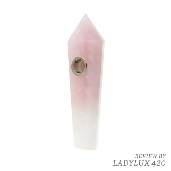 Astral Project Rose Quartz Geometric Hand Pipe Pink Gemstone Smoking Pipe - front