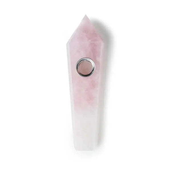 Astral Project Rose Quartz Geometric Hand Pipe Pink Gemstone Smoking Pipe - top