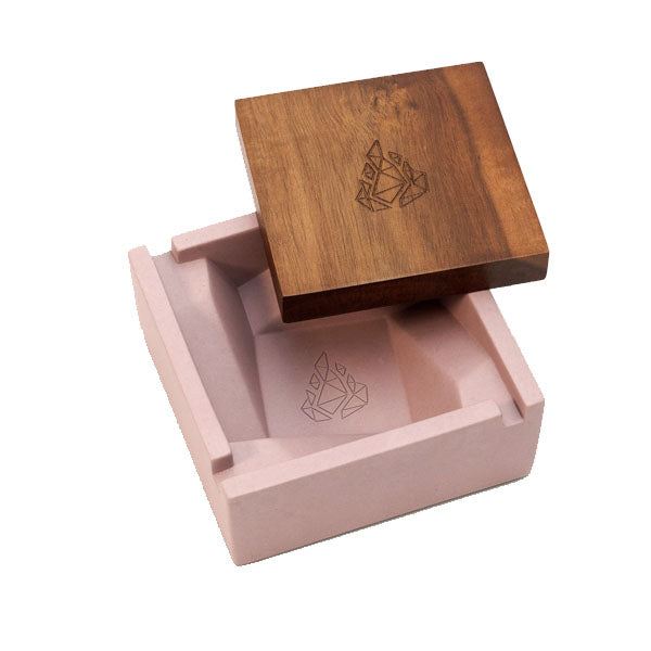 BRNT Briq concrete ashtray with walnut lid – fast shipping Australia-wide - pink