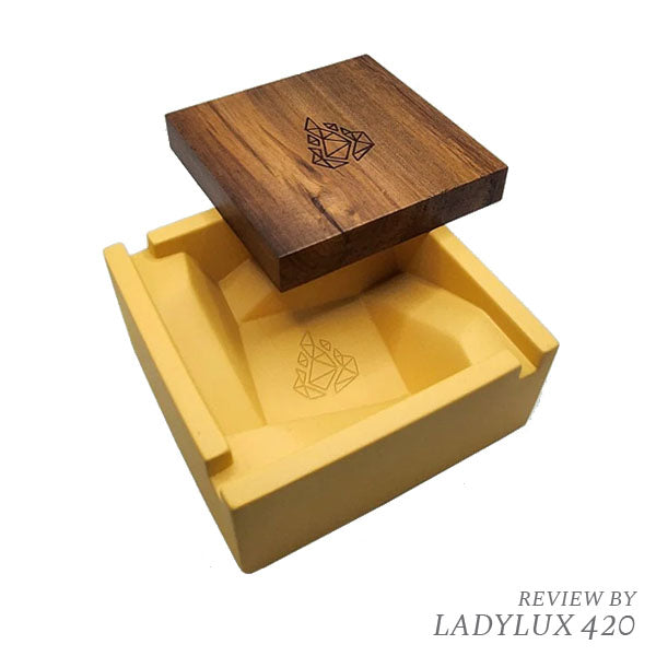 BRNT Briq concrete ashtray with walnut lid – fast shipping Australia-wide - yellow