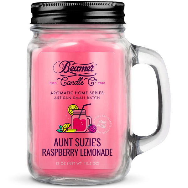 Beamer Aromatic Home Artisan Series Odour Destroying Candle 12oz - Aunt Suzie's Raspberry Lemonade
