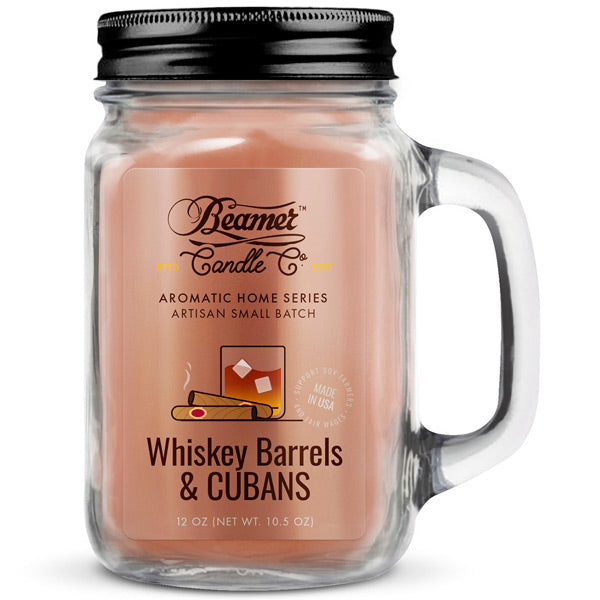 Beamer Aromatic Home Artisan Series Odour Destroying Candle 12oz - Whiskey Barrels and Cubans