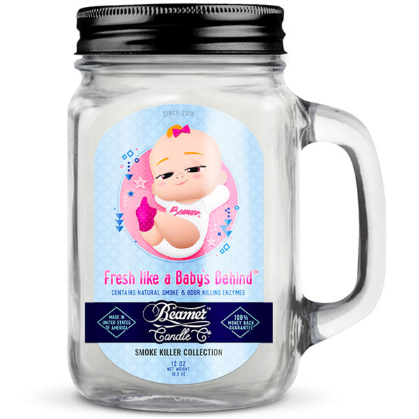 Beamer Smoke Killer Collection Odour Destroying Candle 12oz - Fresh Like a Baby's Behind