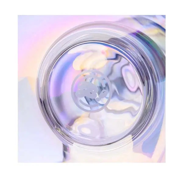 BigFun! Iridescent 10" Bubble Bong with rainbow glass finish and curved neck - bottom