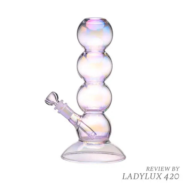 BigFun! Iridescent 10" Bubble Bong with rainbow glass finish and curved neck - front