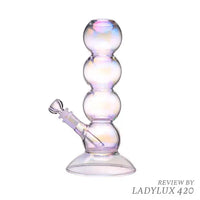 BigFun! Iridescent 10" Bubble Bong with rainbow glass finish and curved neck - front