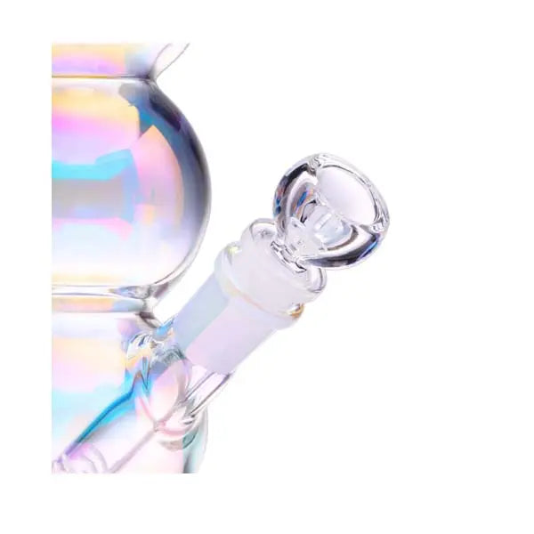 BigFun! Iridescent 10" Bubble Bong with rainbow glass finish and curved neck - mouthpiece