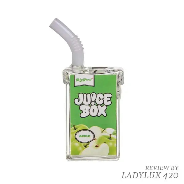BigFun! Juice Box Bubbler novelty glass water pipe with juice box design - apple front