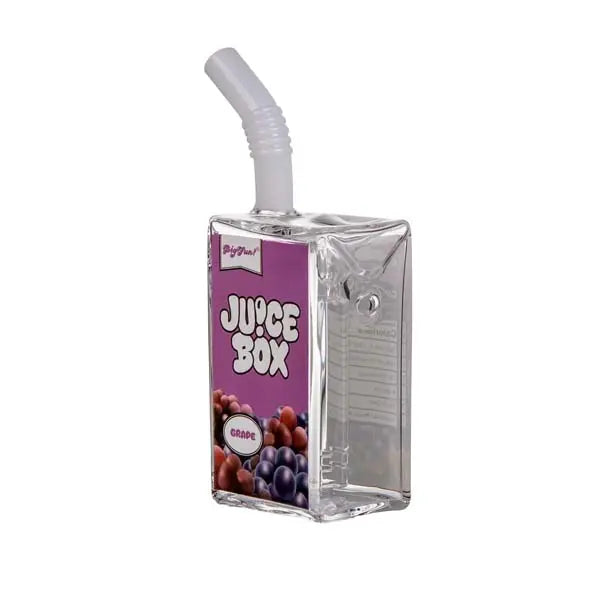 BigFun! Juice Box Bubbler novelty glass water pipe with juice box design - grape angle