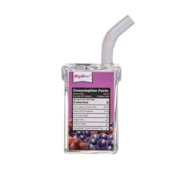 BigFun! Juice Box Bubbler novelty glass water pipe with juice box design - grape back