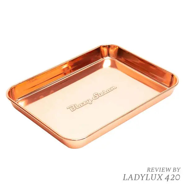 Blazy Susan Stainless Steel Rolling Tray – Durable Premium Rolling Accessory - rose gold
