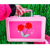 Red cherry Burning Love 2-tier stash lockbox with secure storage and sleek design - hand grab