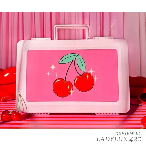 Red cherry Burning Love 2-tier stash lockbox with secure storage and sleek design