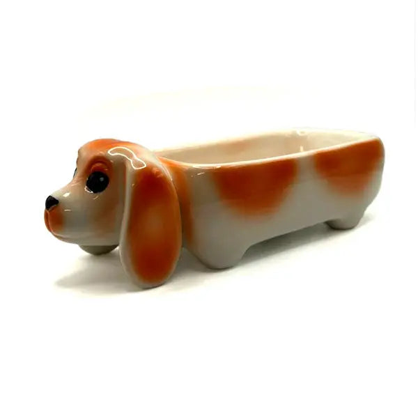Burning Love Dachshund ceramic ashtray with fast shipping Australia-wide - angle
