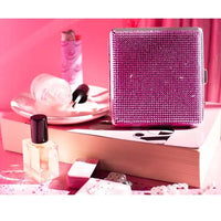 Burning Love rhinestone joint case – stylish glitter cigarette holder for bling lovers - pink glamour