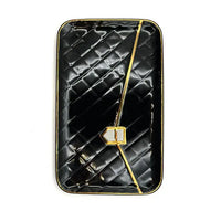 Ceramic mug & rolling tray set - handbag design, fast shipping Australia-wide. black gold tray top