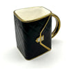 Ceramic mug & rolling tray set - handbag design, fast shipping Australia-wide. black gold mug
