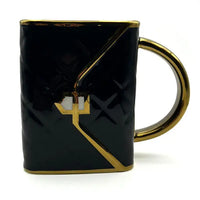 Ceramic mug & rolling tray set - handbag design, fast shipping Australia-wide. blac gold bag