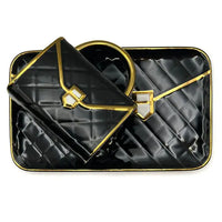 Ceramic mug & rolling tray set - handbag design, fast shipping Australia-wide. black gold tray