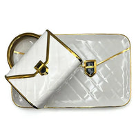 Ceramic mug & rolling tray set - handbag design, fast shipping Australia-wide. white gold top