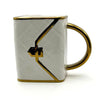 Ceramic mug & rolling tray set - handbag design, fast shipping Australia-wide. white gold hand bag