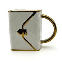 Ceramic mug & rolling tray set - handbag design, fast shipping Australia-wide. white gold hand bag