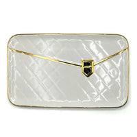 Ceramic mug & rolling tray set - handbag design, fast shipping Australia-wide. white gold tray