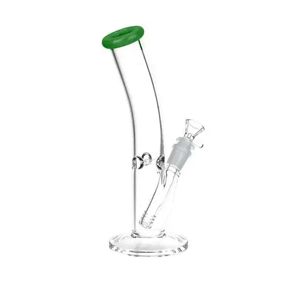 Classic 9.75" bent neck straight tube glass water pipe for smooth, clean smoking sessions - dark green