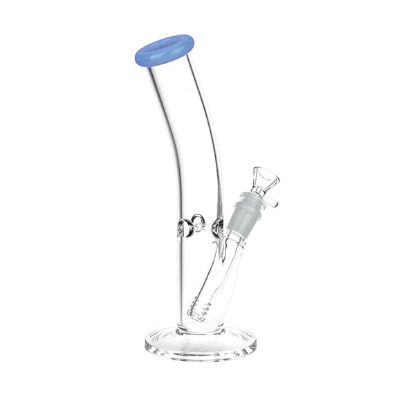 Classic Bent Neck 9.75" Straight Tube Glass Water Pipe w/Colour Accents