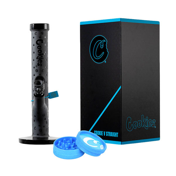 Cookies V Straight Tube Glass Water Pipe – Black Glass copy