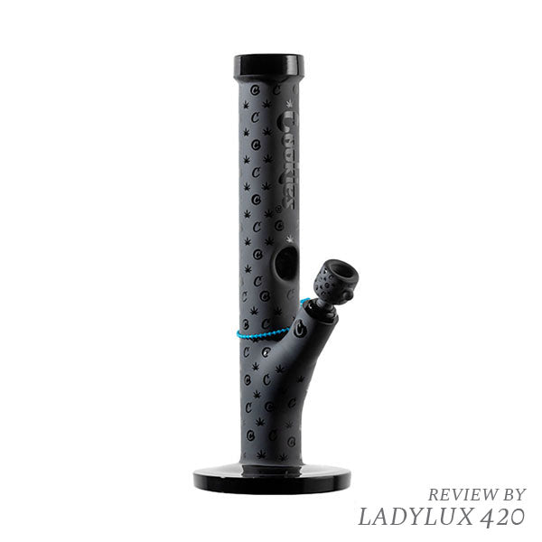 Cookies V Straight Tube Glass Water Pipe – Black Glass