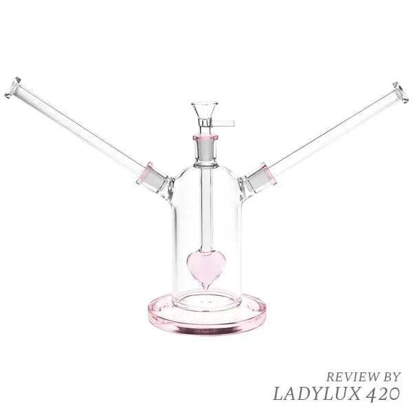 Date Night Heart Perc Dual Neck 7" Glass Water Pipe – fast shipping Australia-wide