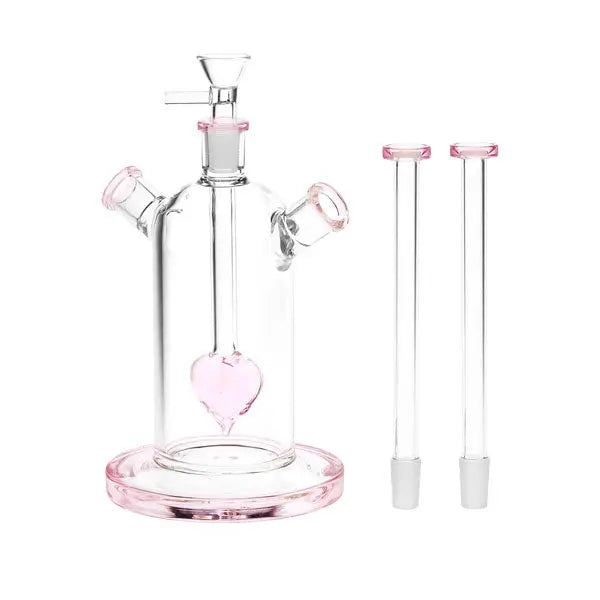 Date Night Heart Perc Dual Neck 7" Glass Water Pipe – fast shipping Australia-wide - parts