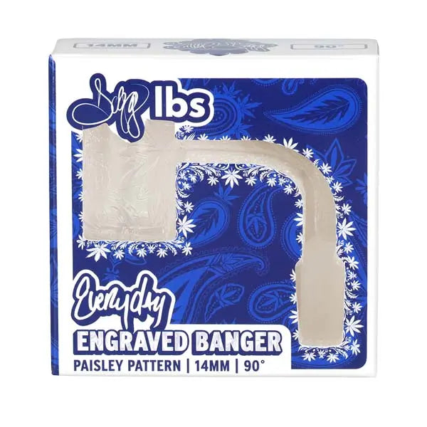 Dogg Lbs Everyday Engraved Paisley 14mm Quartz Banger 90° Male for Dab Rigs - box