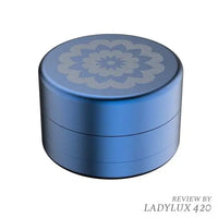 Flower Mill Next Gen 2.5" Aluminium 3 Piece Grinder for Smooth Herb Grinding - blue - front