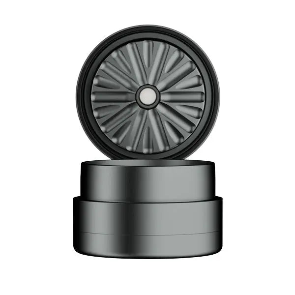 Flower Mill Next Gen 2.5" Aluminium 3 Piece Grinder for Smooth Herb Grinding - gun metal - open lid