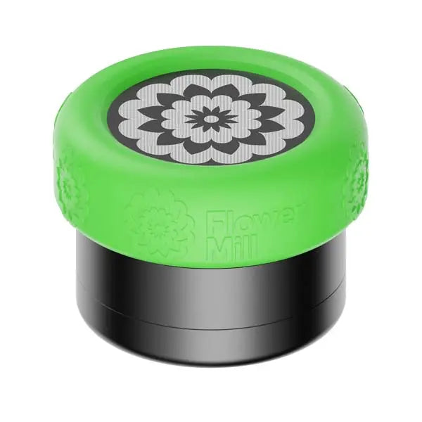 Flower Mill 2.0-inch silicone grinder grip sleeve for improved comfort and control - neon green