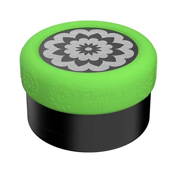 Flower Mill 2.5-inch silicone grinder grip sleeve for improved comfort and control - neon green