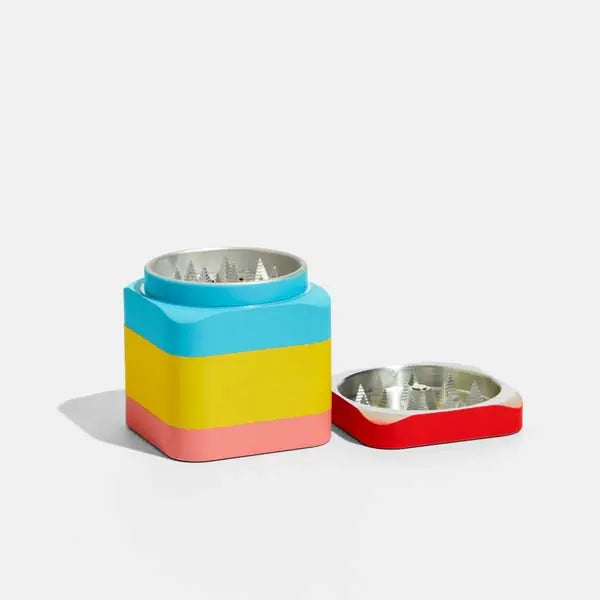 Flower by Edie Parker Colorblock Grinder for herbs and spices, stylish multi-piece grinder - red multi - open