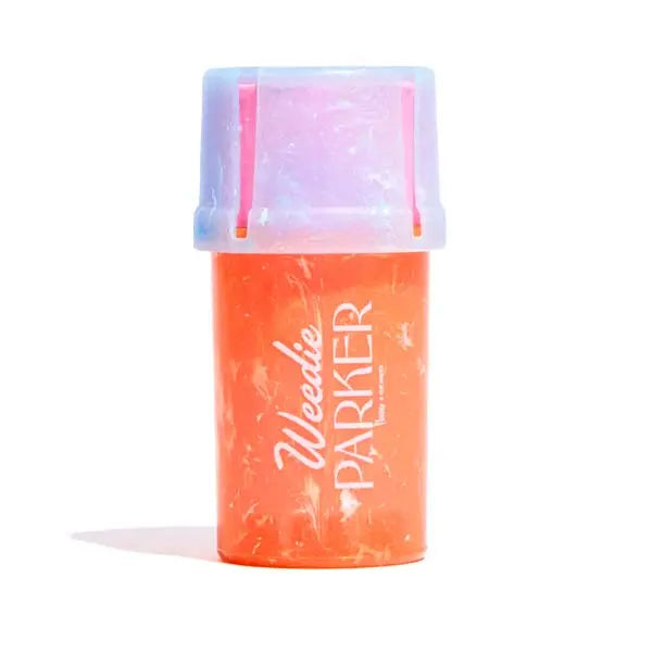 Flower by Edie Parker smell proof grinder and storage case for herbs and accessories - orange marble
