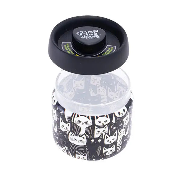 Fujima Dank Tank vacuum glass jar black & white cats – fast shipping Australia-wide - open