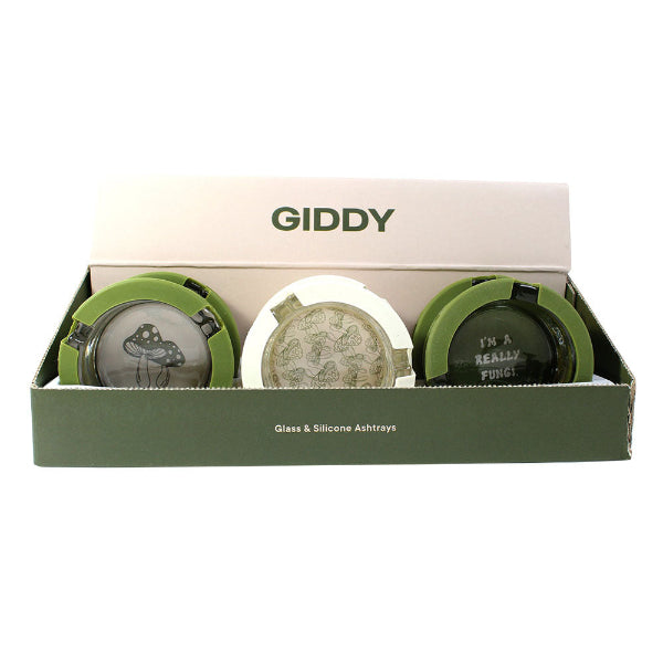 Giddy Glass & Silicone Ashtray Mushroom Series – fast shipping Australia-wide - boxed